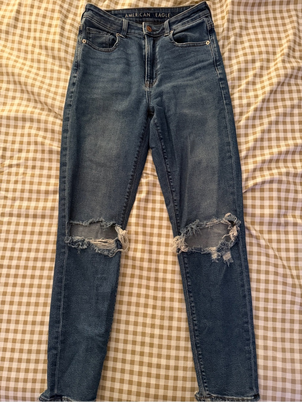 American Eagle Outfitters Blue Distressed Skinny Jeans